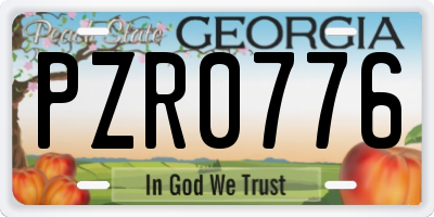 GA license plate PZR0776
