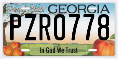 GA license plate PZR0778