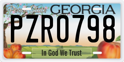 GA license plate PZR0798