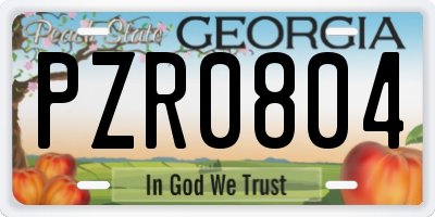 GA license plate PZR0804