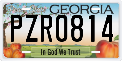 GA license plate PZR0814