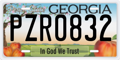 GA license plate PZR0832