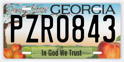 GA license plate PZR0843