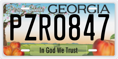 GA license plate PZR0847