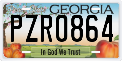 GA license plate PZR0864