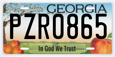 GA license plate PZR0865