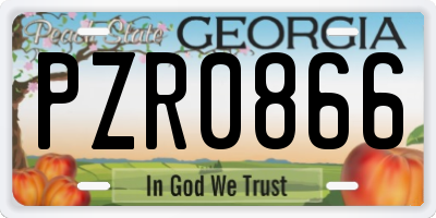 GA license plate PZR0866