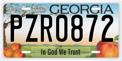 GA license plate PZR0872