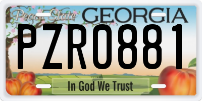 GA license plate PZR0881