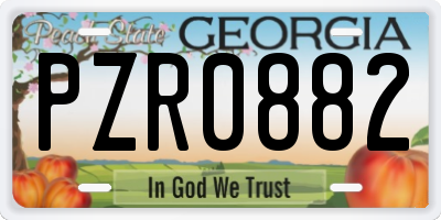 GA license plate PZR0882