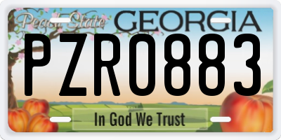 GA license plate PZR0883