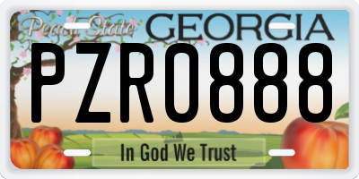 GA license plate PZR0888