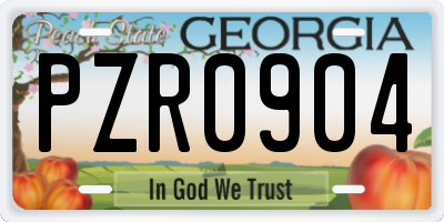 GA license plate PZR0904