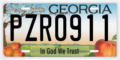 GA license plate PZR0911