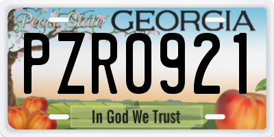 GA license plate PZR0921
