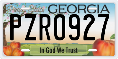 GA license plate PZR0927