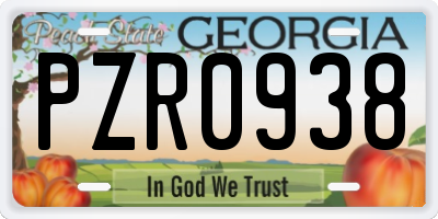 GA license plate PZR0938