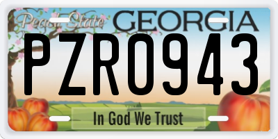 GA license plate PZR0943