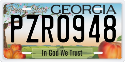 GA license plate PZR0948