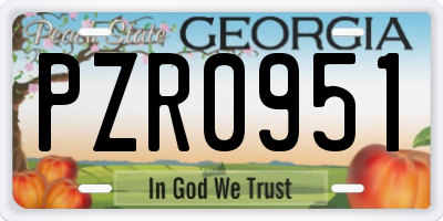 GA license plate PZR0951