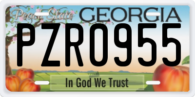 GA license plate PZR0955