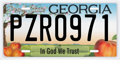 GA license plate PZR0971