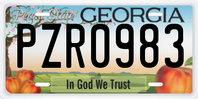 GA license plate PZR0983