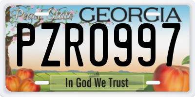 GA license plate PZR0997