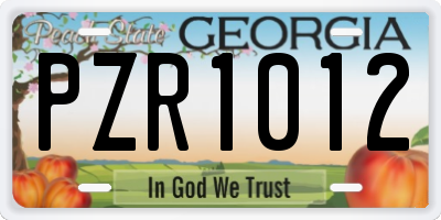 GA license plate PZR1012