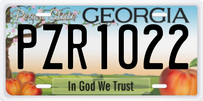 GA license plate PZR1022