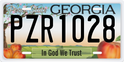 GA license plate PZR1028