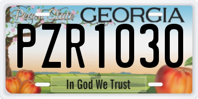 GA license plate PZR1030