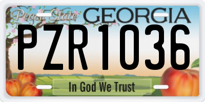 GA license plate PZR1036