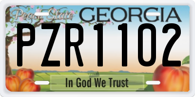 GA license plate PZR1102