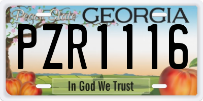 GA license plate PZR1116
