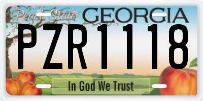 GA license plate PZR1118