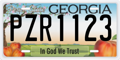 GA license plate PZR1123