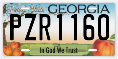 GA license plate PZR1160