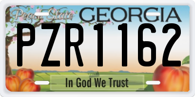 GA license plate PZR1162