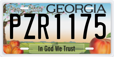 GA license plate PZR1175