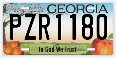 GA license plate PZR1180