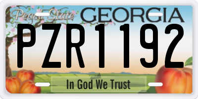 GA license plate PZR1192