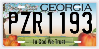 GA license plate PZR1193