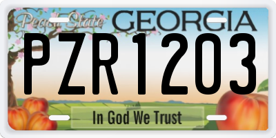 GA license plate PZR1203