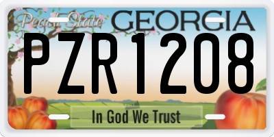 GA license plate PZR1208