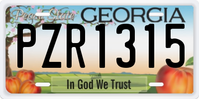 GA license plate PZR1315