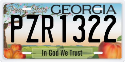 GA license plate PZR1322