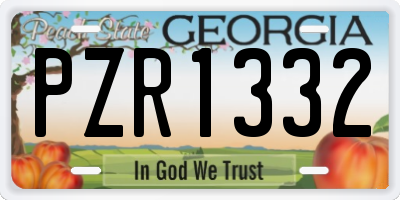 GA license plate PZR1332