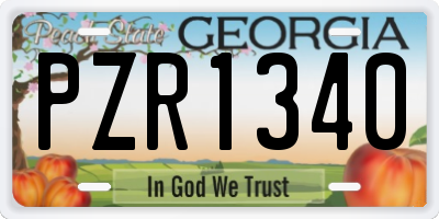 GA license plate PZR1340