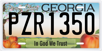 GA license plate PZR1350